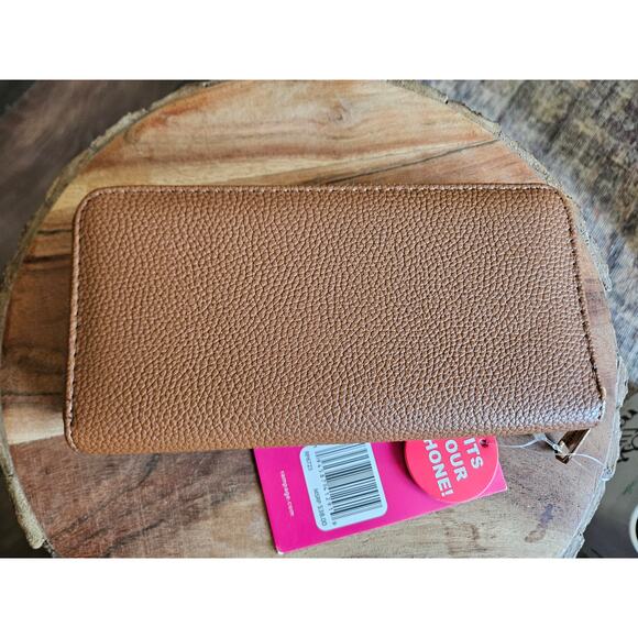 Brown Floral Embroidered Zip Around Full Size Wallet NWT - Picture 4 of 5